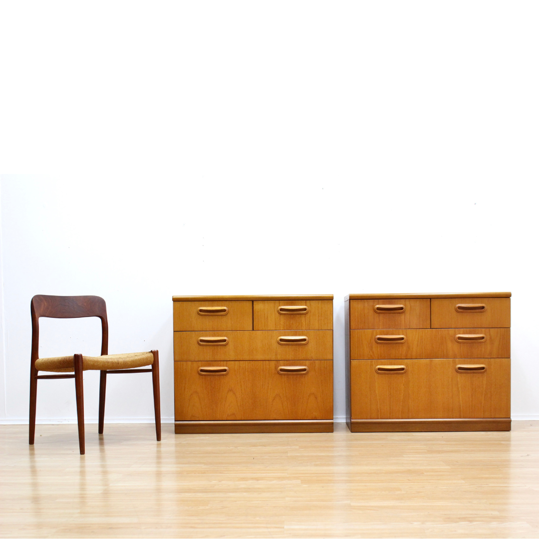 PAIR OF MID CENTURY TEAK DRESSERS NIGHTSTANDS BY MEREDEW FURNITURE