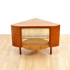 MID CENTURY TEAK REVOLVING CORNER BAR BY SIESTA