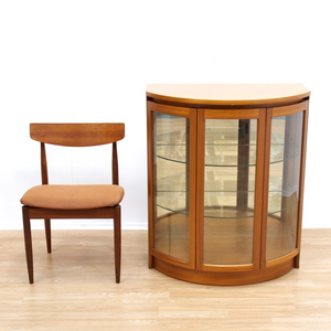 MID CENTURY TEAK CURVED CHINA DISPLAY CABINET BY NATHAN FURNITURE