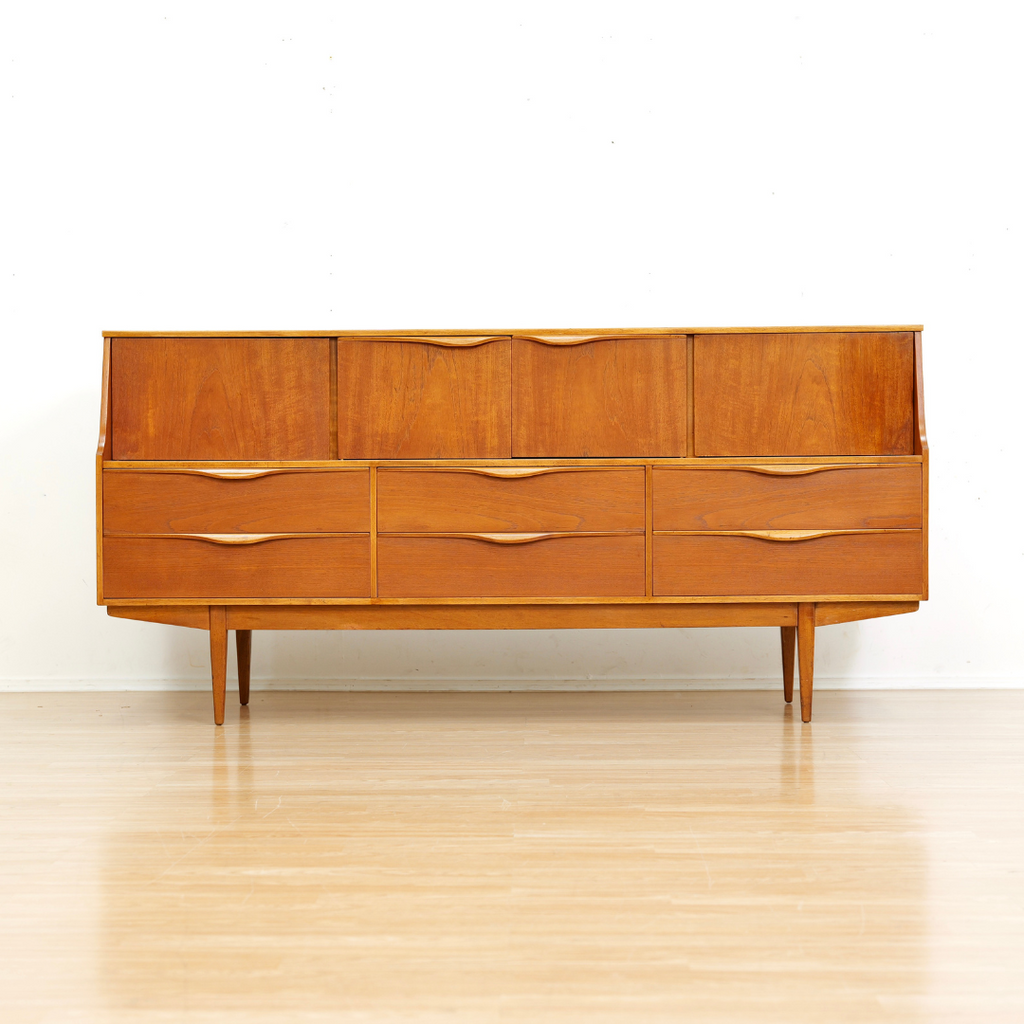 MID CENTURY TEAK CREDENZA BUFFET BY SUTCLIFFE OF TODMORDEN