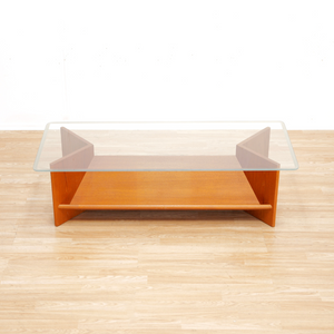 VINTAGE TEAK & GLASS COFFEE TABLE WITH MAGAZINE SHELVES BY G PLAN