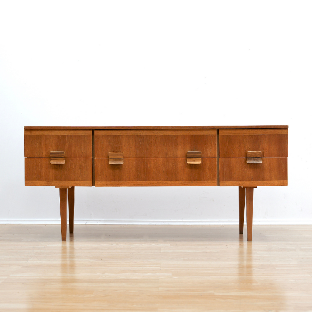 MID CENTURY TEAK SIX DRAWER DRESSER BY AUSTINSUITE