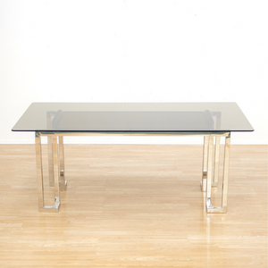VINTAGE 1970s POST MODERN CHROME DESK TABLE BY TIM BATES FOR PIEFF FURNITURE