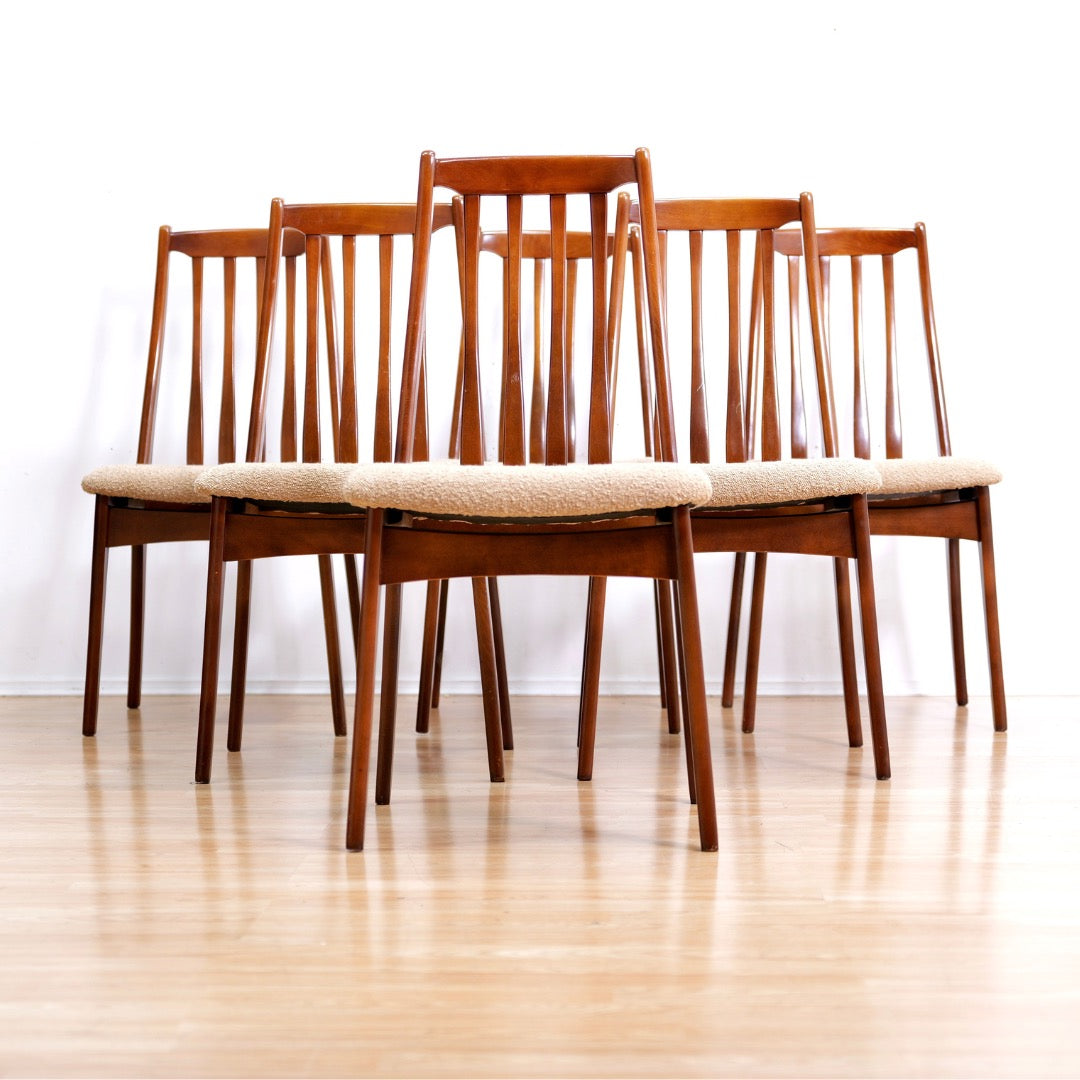 Set of Six Mid Century Dining Chairs by Elliots of Newbury
