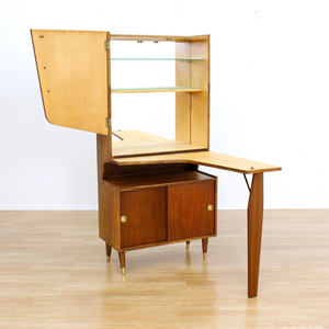 1950S ATOMIC DROP DOWN LIQUOR CABINET DRY BAR