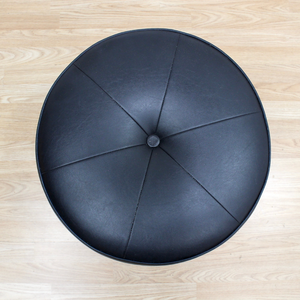 MID CENTURY ASTRO VANITY STOOL BY G PLAN IN BLACK LEATHER