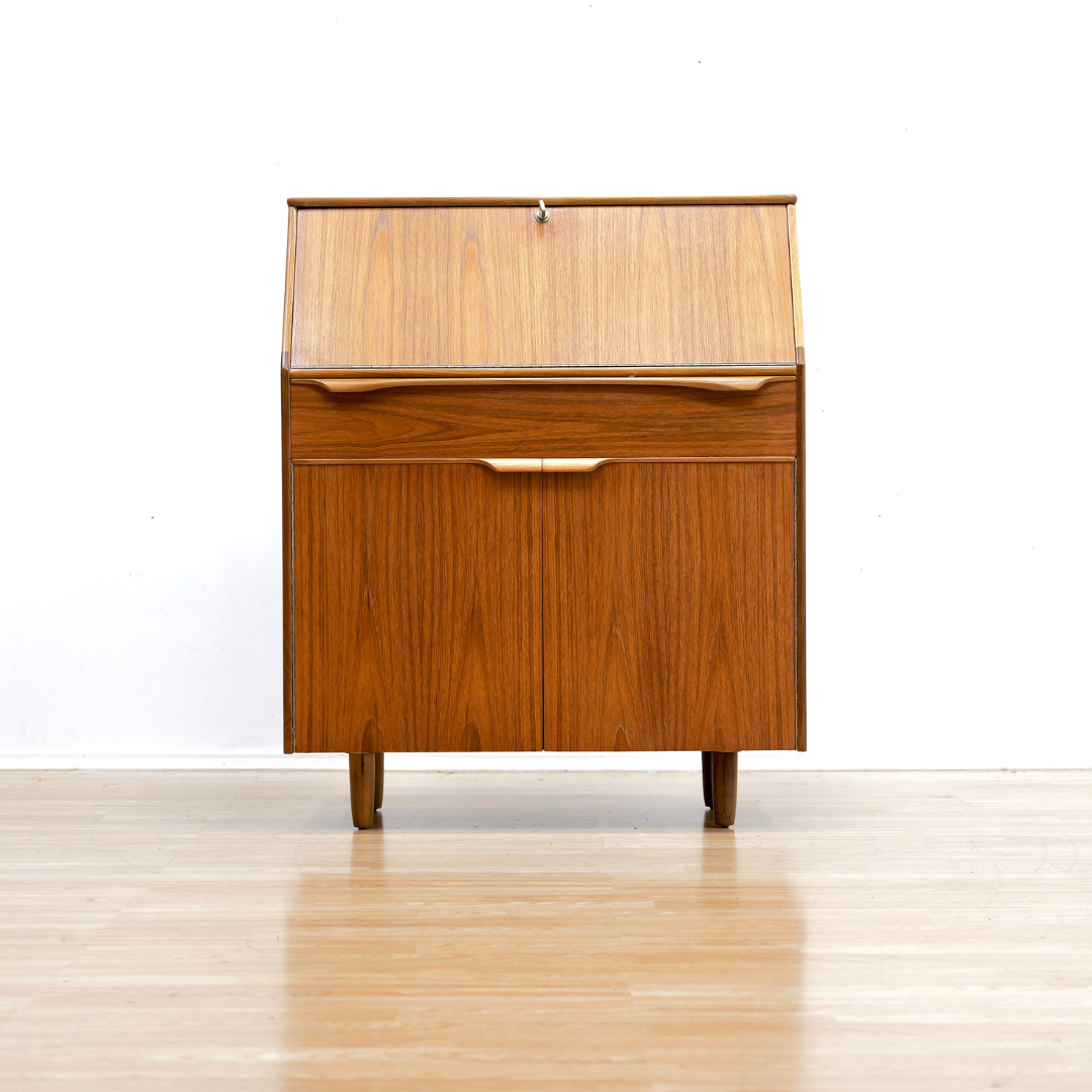 MID CENTURY TEAK SECRETARY DESK BY SUTCLIFFE OF TODMORDEN