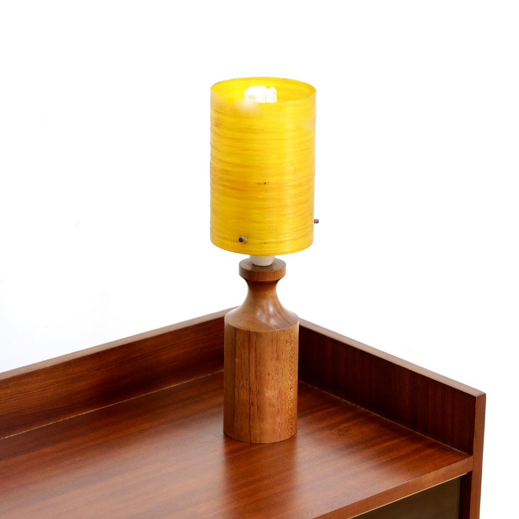 TEAK 1960S DANISH LAMP AND FIBERGLASS SHADE