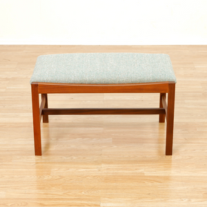 WIDE TEAK MID CENTURY VANITY STOOL