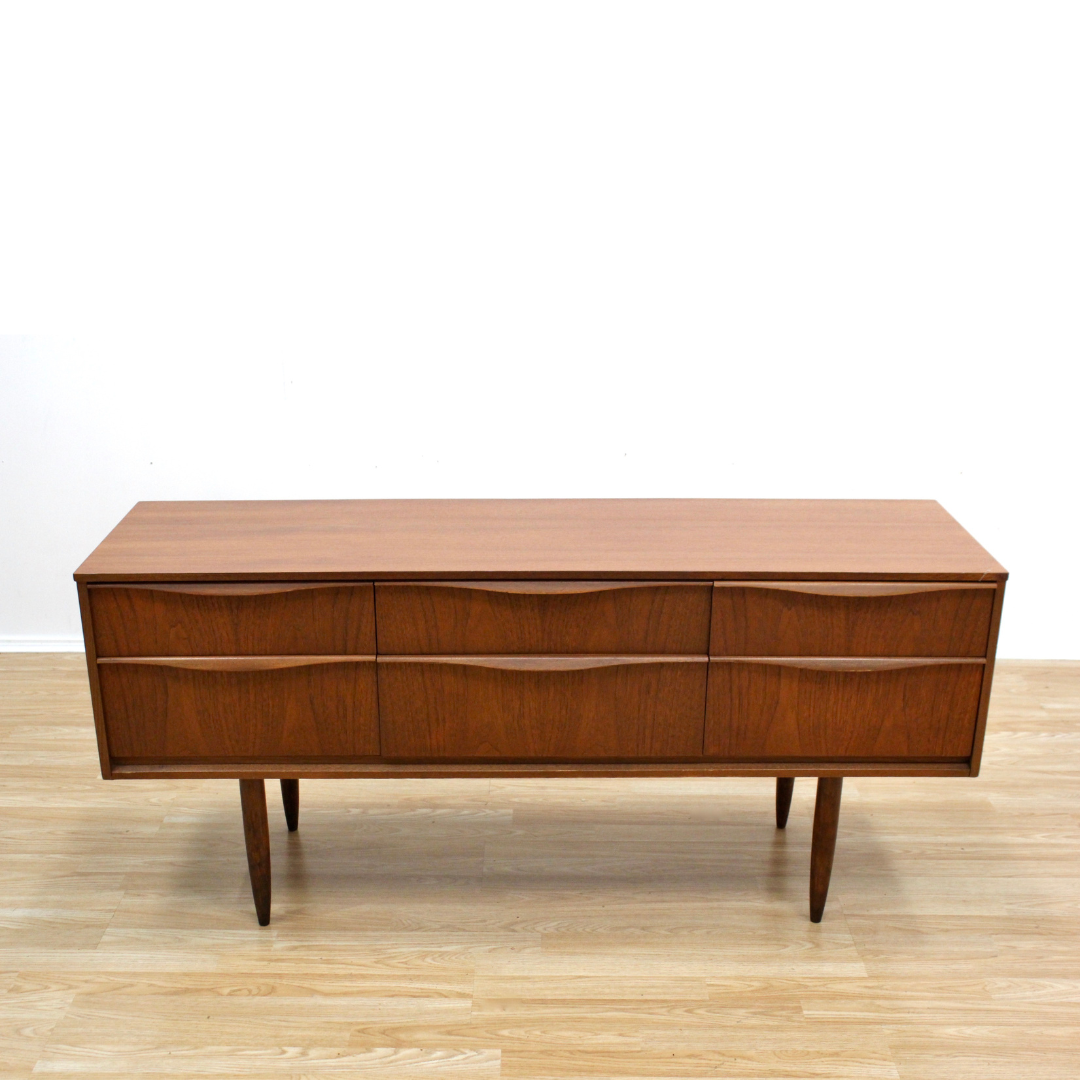 MID CENTURY SIX DRAWER TEAK DRESSER BY AUSTINSUITE