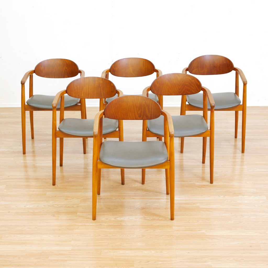 SET OF SIX MID CENTURY DINING CHAIRS BY ANTONIN SUMAN FOR LIGNA