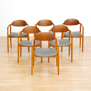 SET OF SIX MID CENTURY DINING CHAIRS BY ANTONIN SUMAN FOR LIGNA