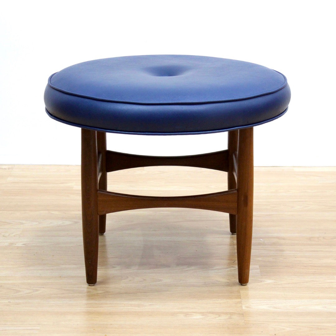 MID CENTURY VANITY STOOL BY KOFOD LARSEN FOR G PLAN IN BLUE