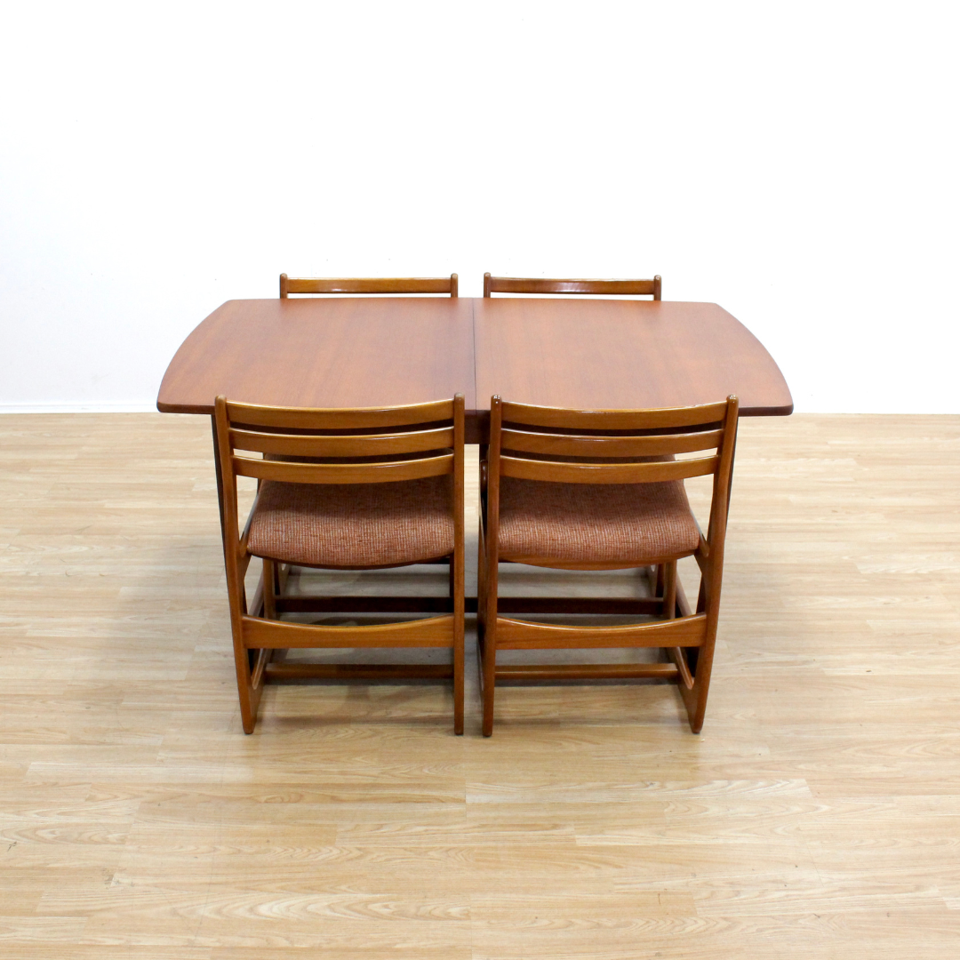 MID CENTURY DINING TABLE & CHAIRS BY PORTWOOD FURNITURE