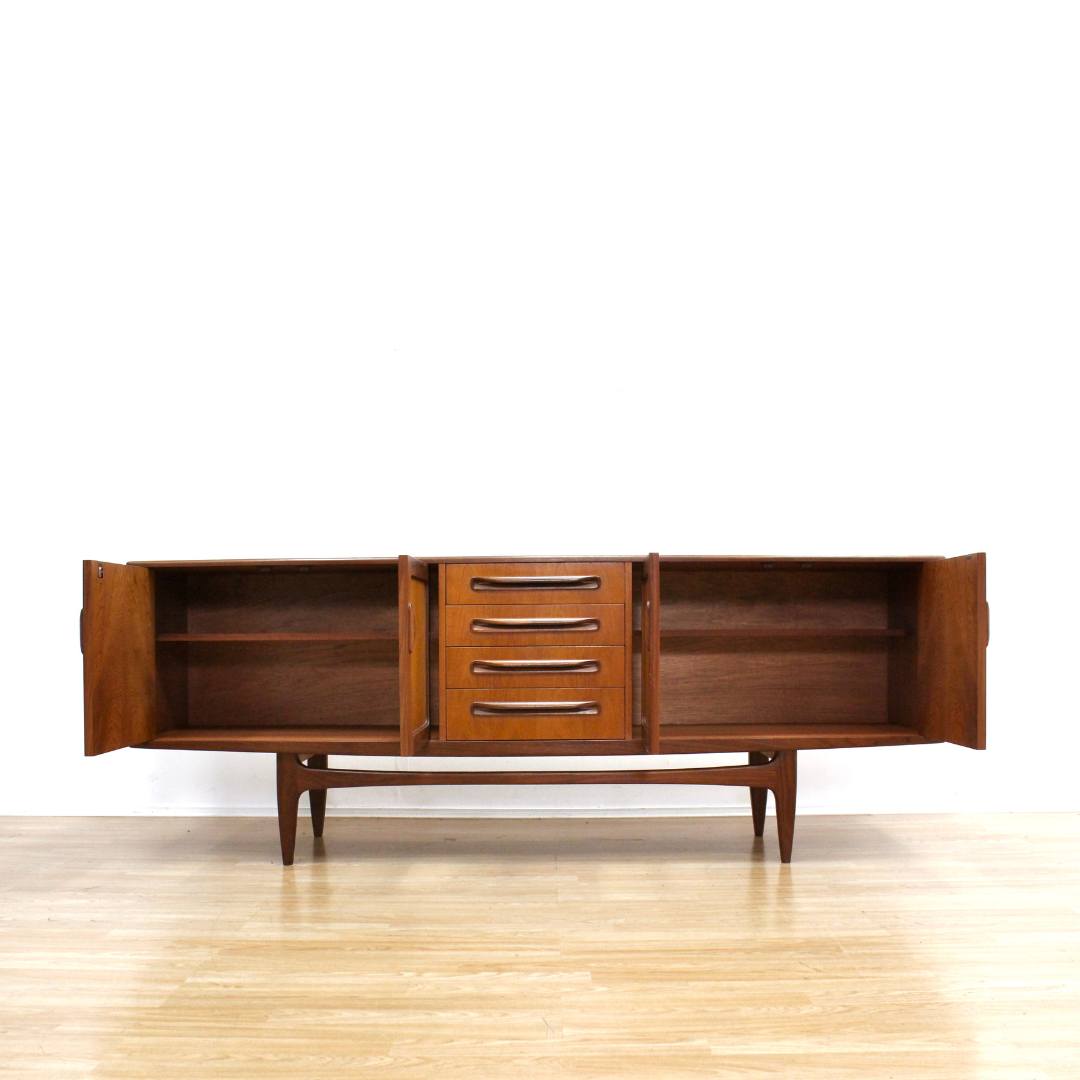 LONG MID CENTURY TEAK CREDENZA BY VB WILKINS FOR G PLAN