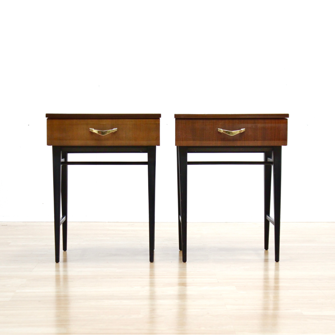 1960S ENGLISH WALNUT NIGHTSTANDS BY MEREDEW FURNITURE