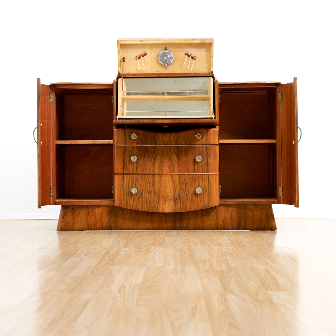 1950s Walnut Liquor Cabinet Credenza by Beautility Furniture