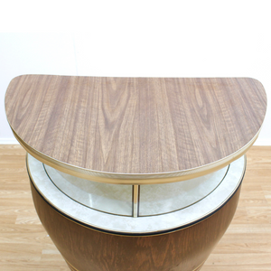 VINTAGE 1960S BARREL SHAPED DRY BAR LIQOUR CABINET
