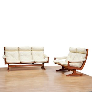 VINTAGE SCANDINAVIAN DESIGN LEATHER SOFA SET BY SODA GALVANO FOR LIED MOBLER