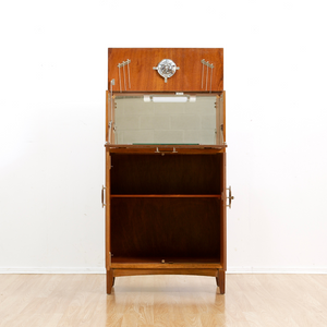 1960S TEAK ENGLISH DRY BAR LIQUOR CABINET