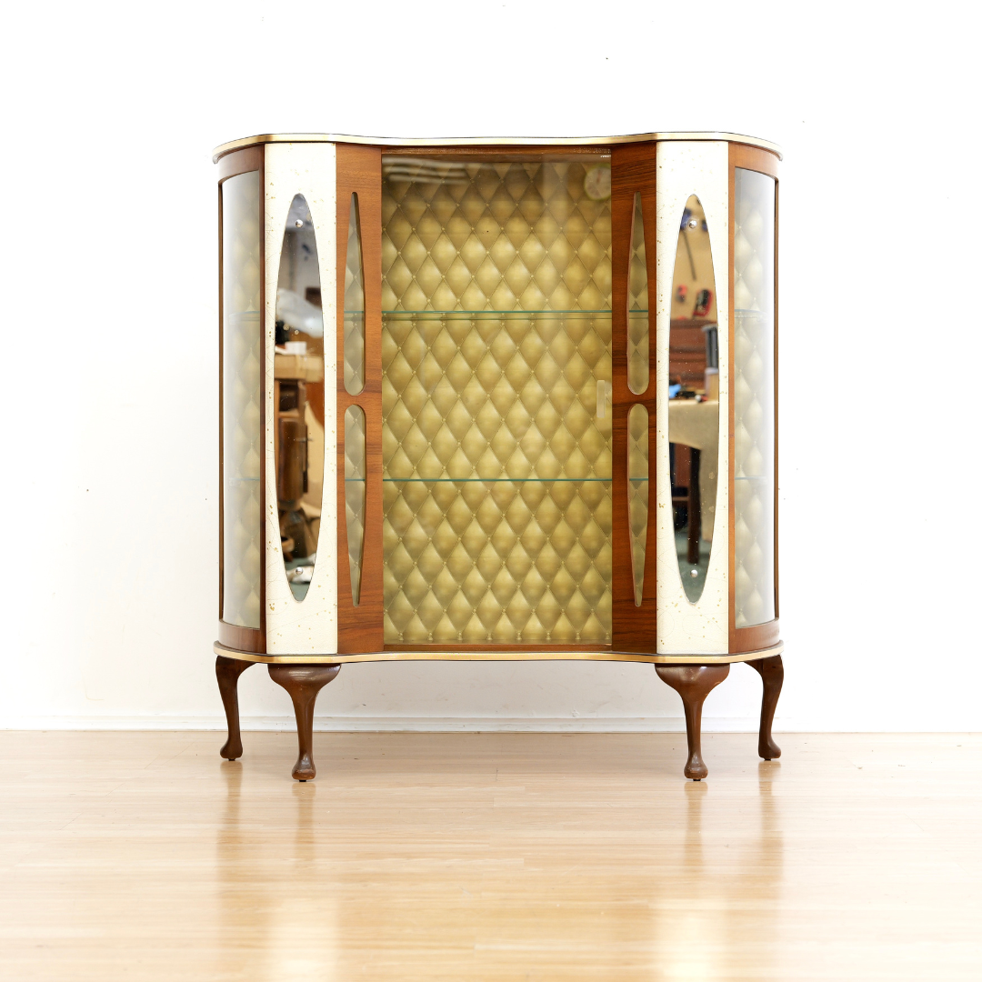VINTAGE 1950S ATOMIC CURIO DISPLAY CABINET