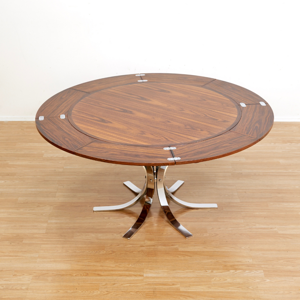 DANISH MODERN ROSEWOOD 'FLIP-FLAP' LOTUS DINING TABLE BY DYRLUND