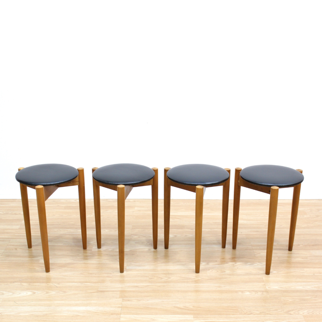 SET OF FOUR MID CENTURY STOOLS BY LEGATE FURNITURE OF SCOTLAND