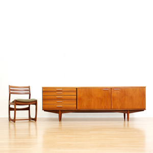 LONG MID CENTURY TEAK CREDENZA BY WHITE & NEWTON