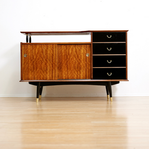 MID CENTURY TOLA & BLACK CREDENZA BY STONEHILL FURNITURE