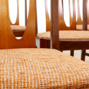 SET OF SIX MID CENTURY DINING CHAIRS BY G PLAN IN ORANGE