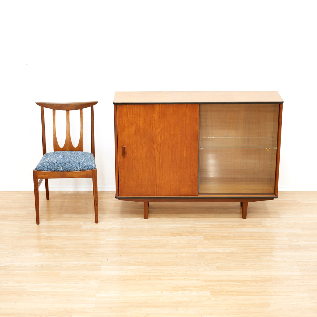 MID CENTURY TEAK CHINA DISPLAY CABINET