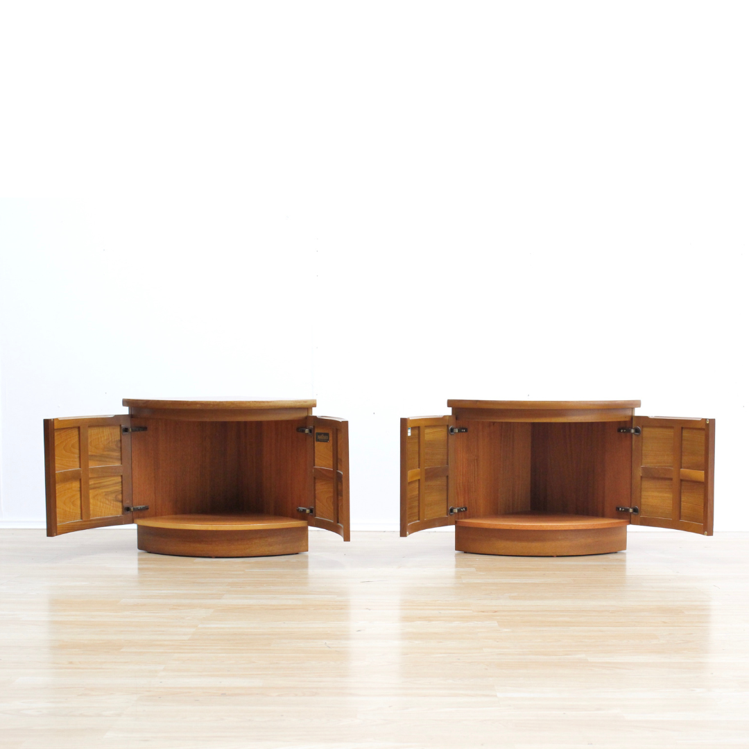 PAIR OF TEAK CORNER CABINETS NIGHTSTAND SIDE TABLES BY NATHAN FURNITURE