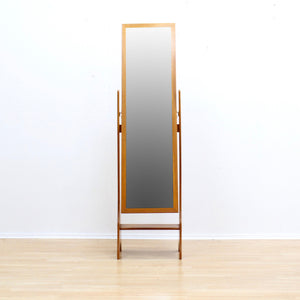 MID CENTURY FLOOR STANDING TEAK CHEVAL MIRROR