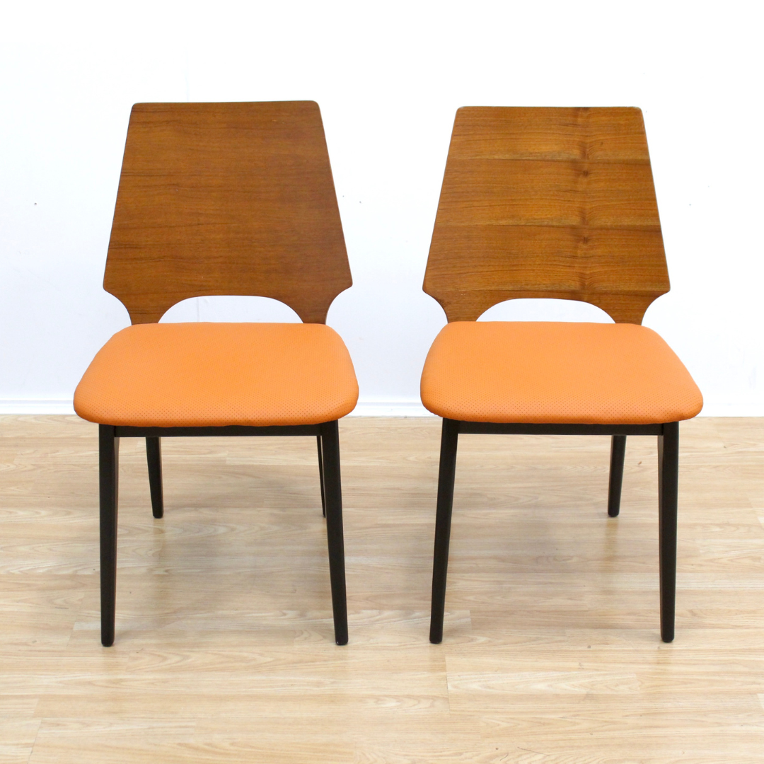 PAIR OF 1960S OCCASIONAL CHAIRS IN BLACK & ORANGE