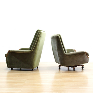 MID CENTURY GREEN DRAYLON SOFA & CHAIRS BY HEALS OF LONDON