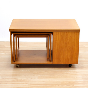 MID CENTURY METAMORPHIC COFFEE TABLE BAR CART TROLLEY AND SIDE TABLES BY MCINTOSH FURNITURE