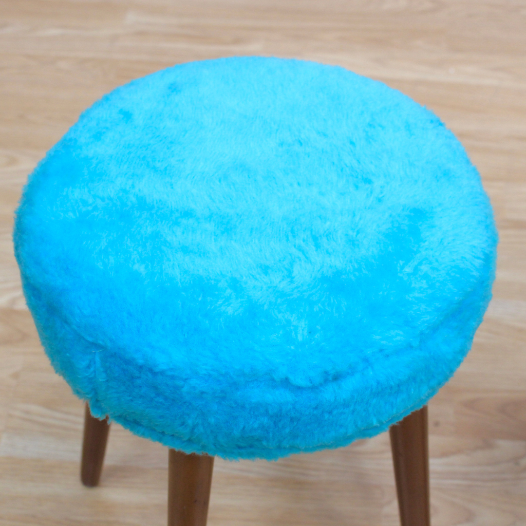 PAIR OF MID CENTURY FAUX FUR STOOLS