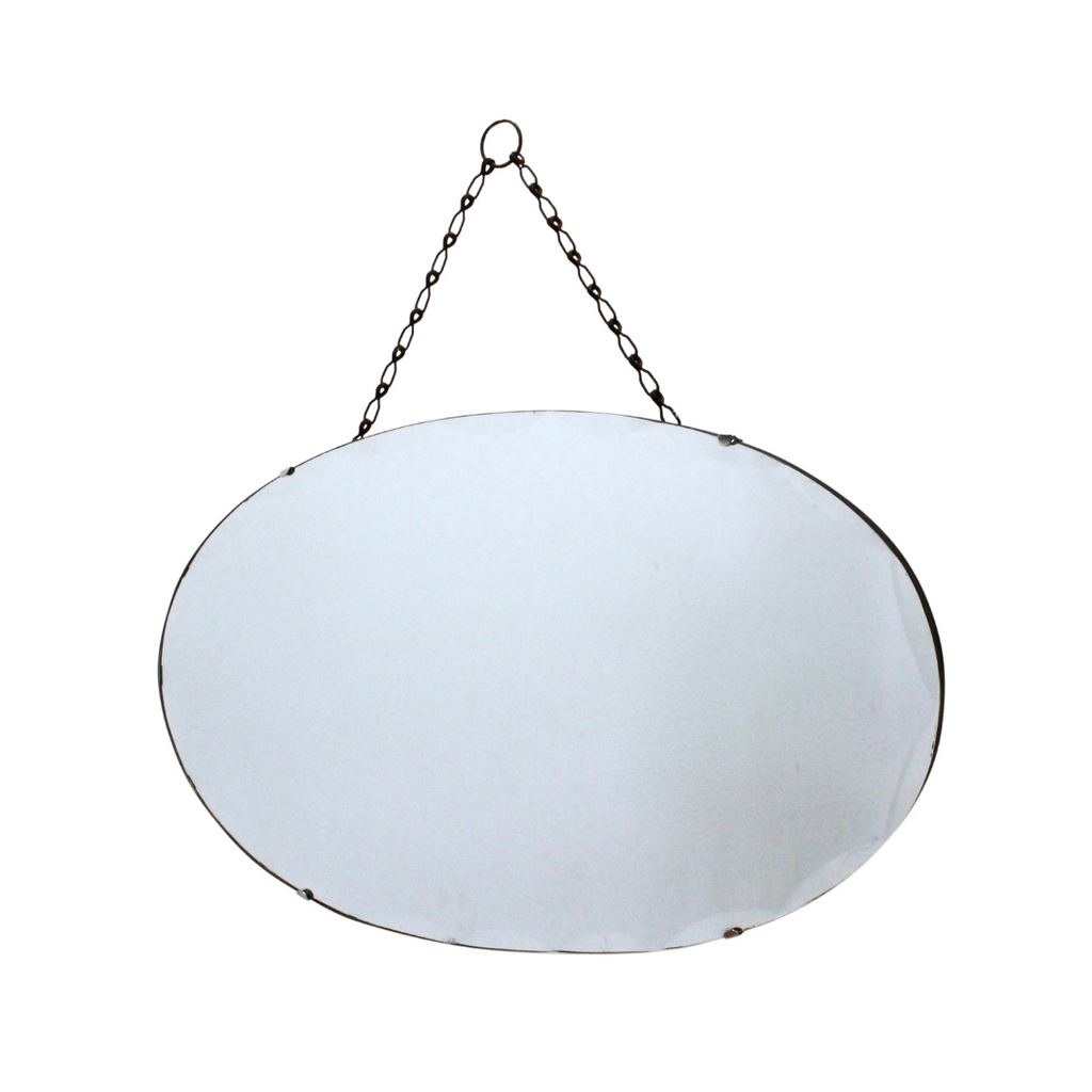 VINTAGE 1950S OVAL SCALLOPED WALL MIRROR