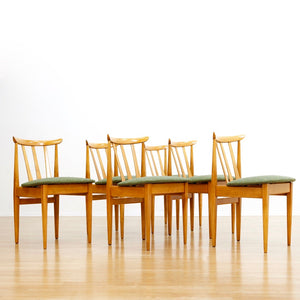 SET OF SIX MID CENTURY DINING CHAIRS BY ELLIOTS OF NEWBURY