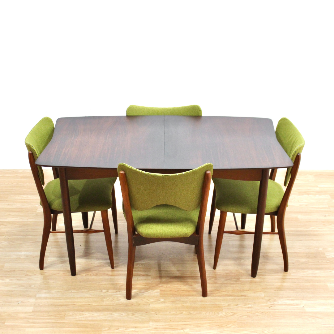 MID CENTURY DINING TABLE & CHAIR SET BY VANSON FURNITURE