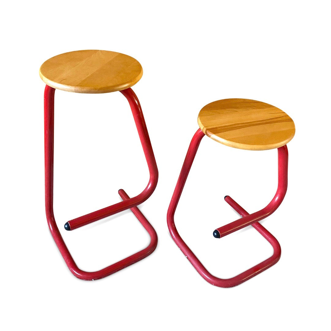 PAIR OF 1970S TUBULAR PAPERCLIP BARSTOOLS BY AMISCO