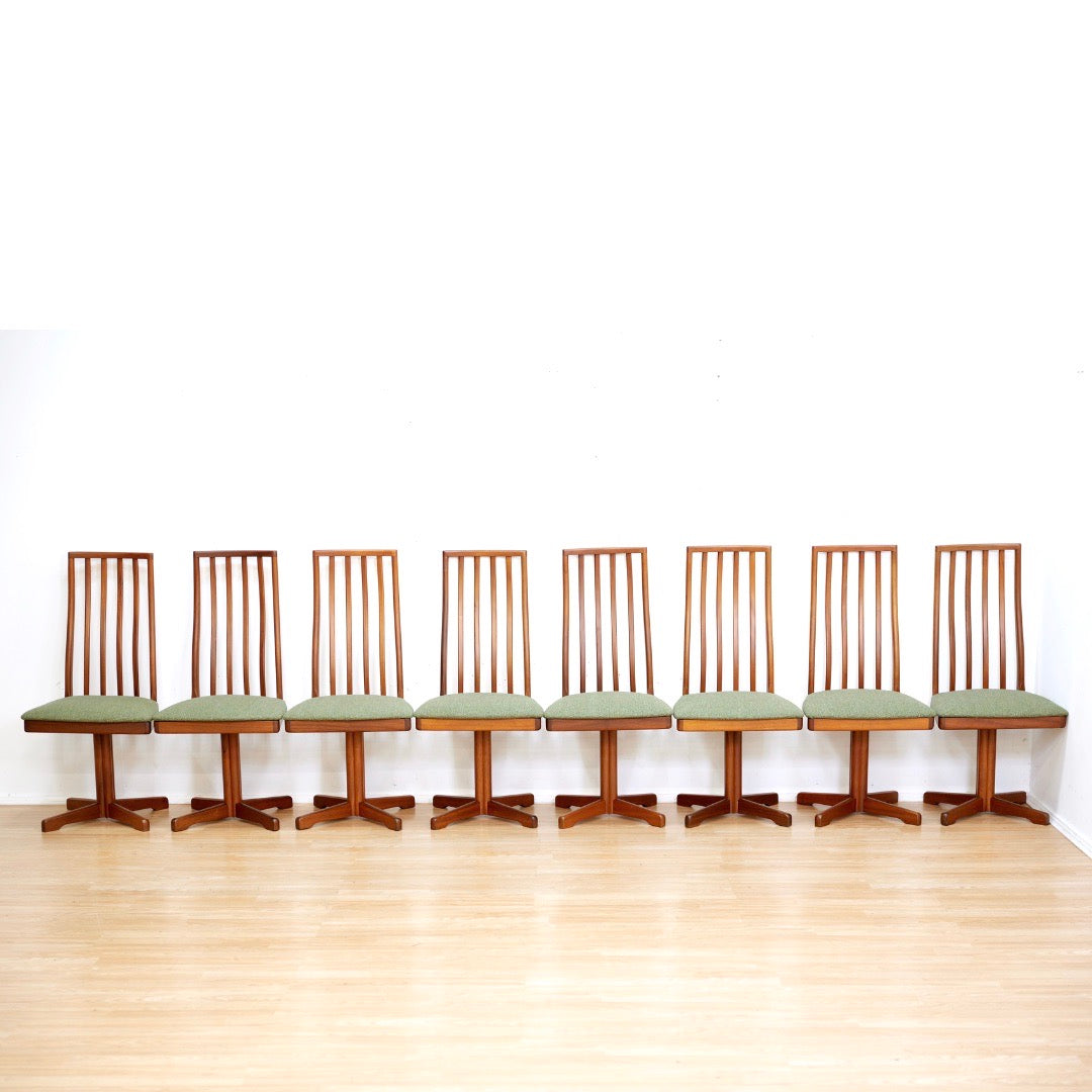 SET OF EIGHT MID CENTURY SWIVEL DINING CHAIRS BY MCINTOSH FURNITURE