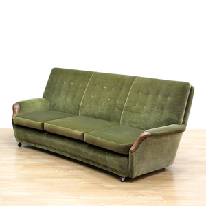 MID CENTURY GREEN DRAYLON SOFA & CHAIRS BY HEALS OF LONDON