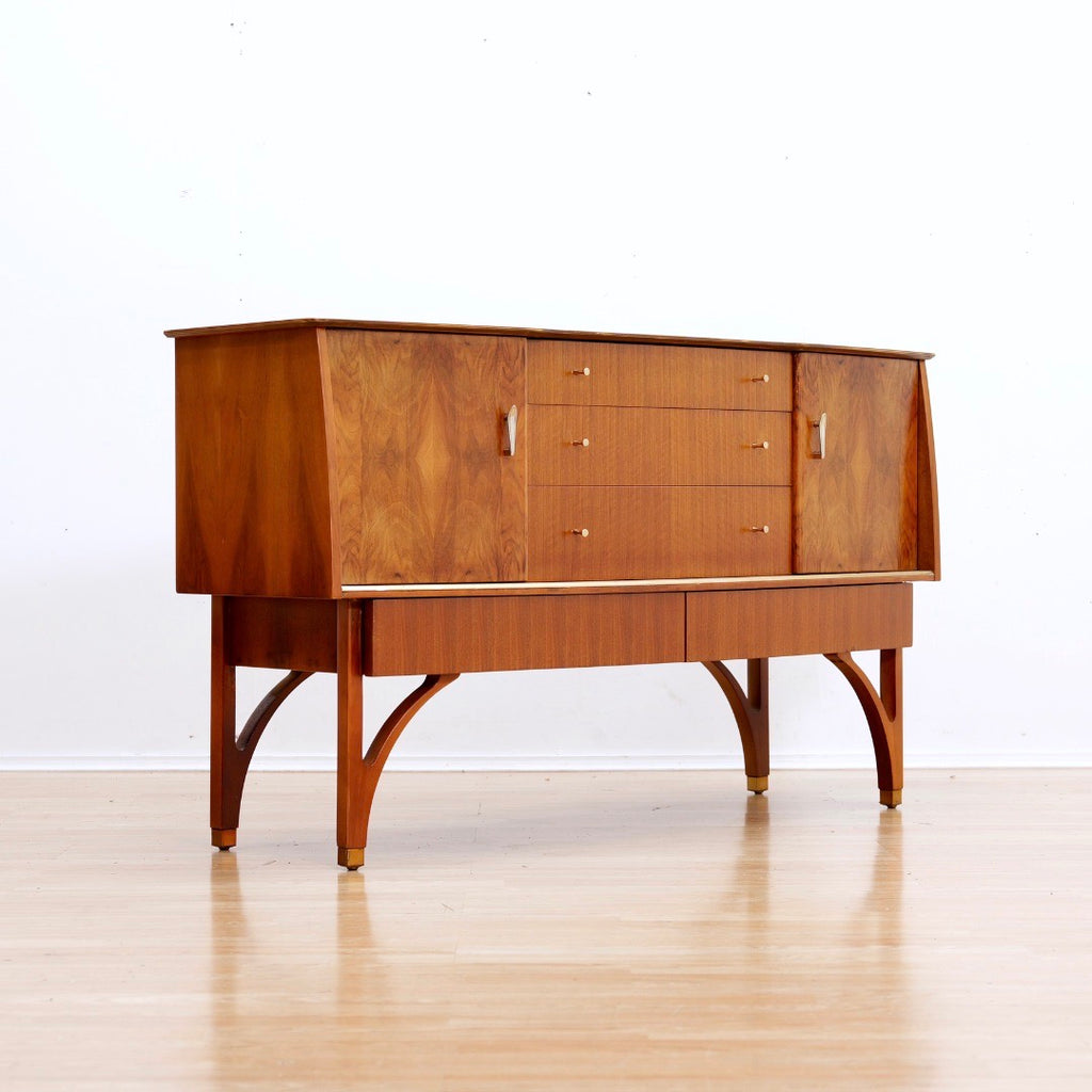 MID CENTURY WALNUT BUFFET CREDENZA BY BEAUTILITY FURNITURE
