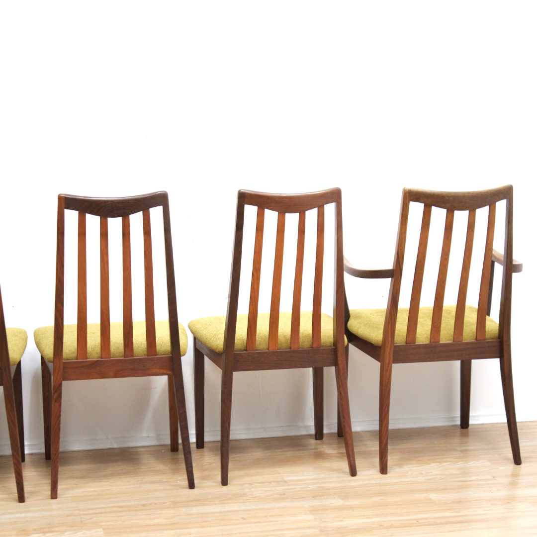 MID CENTURY DINING CHAIRS BY G PLAN SET OF SIX