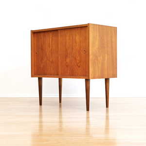 MID CENTURY DANISH TEAK CABINET VINYL RECORD STORAGE