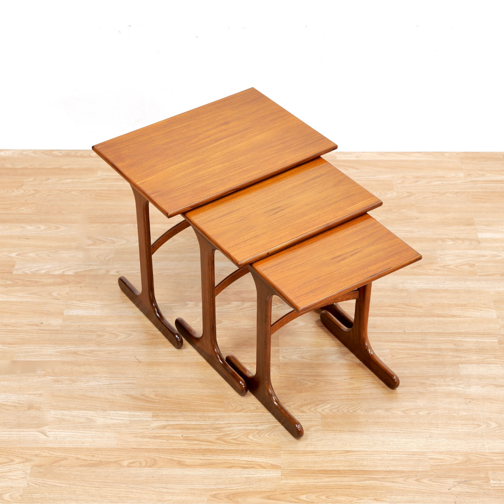 MID CENTURY TEAK NESTING SIDE TABLES BY G PLAN