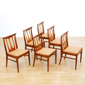 SET OF SIX MID CENTURY DINING CHAIRS BY G PLAN IN ORANGE