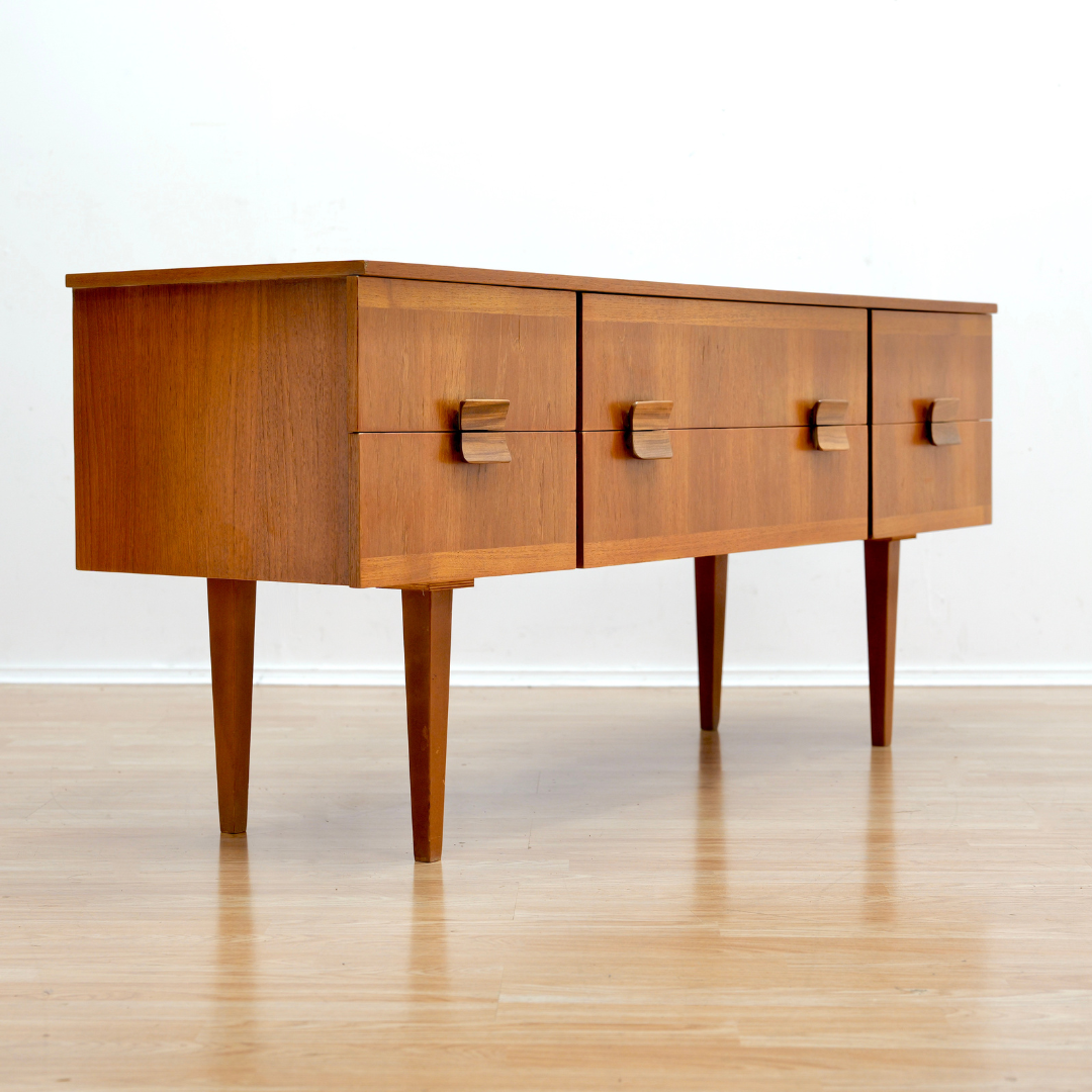 MID CENTURY TEAK SIX DRAWER DRESSER BY AUSTINSUITE