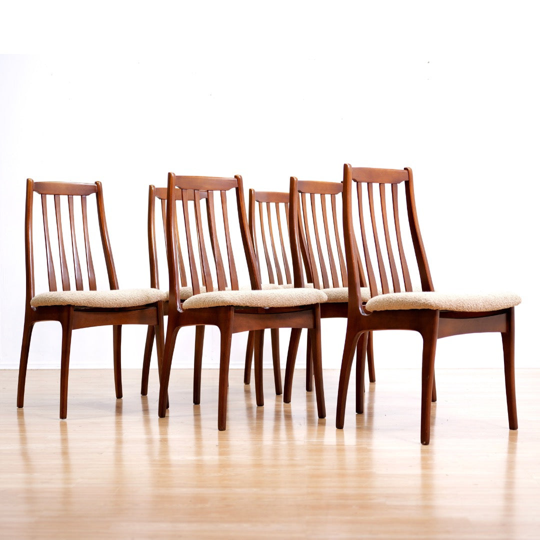 Set of Six Mid Century Dining Chairs by Elliots of Newbury